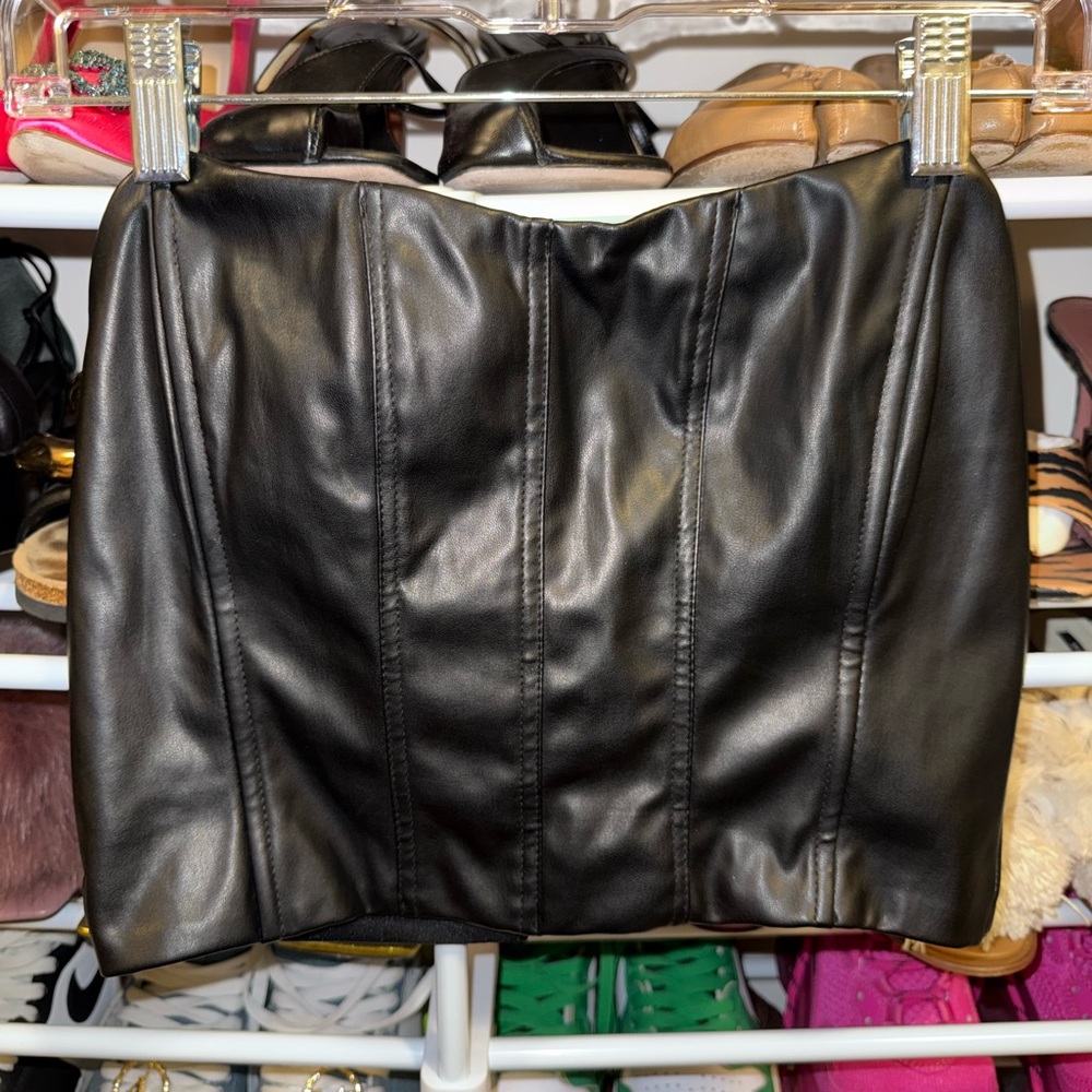 Black Faux Leather Corset